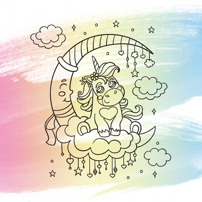 Dreaming unicorn - happy flowers Transfer T-23777000189