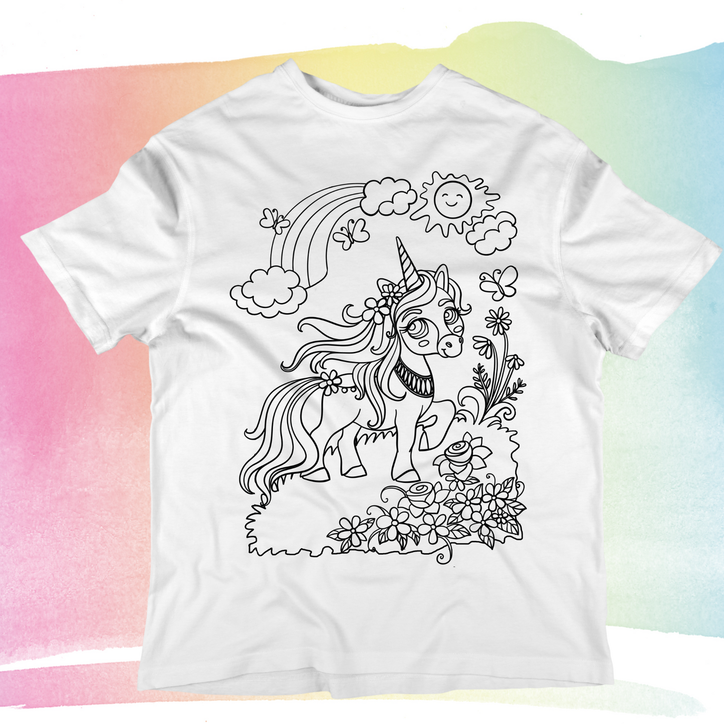 Summer unicorn - happy flowers coloring shirt 23777000191